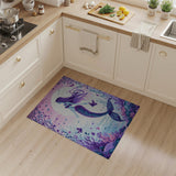 Moonlit Purple Mermaid Area Rug with Butterflies