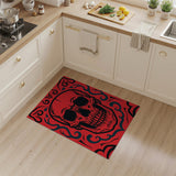 Bold Red Tribal Skull Area Rug