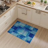 Blue and Teal Geometric Modern Blue Teal Geometric Patchwork Area Rug