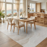 Beige Abstract Wave No. 8 Area Rug