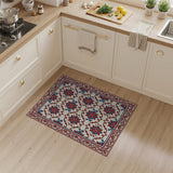 Red Blue Persian Star Floral Area Rug