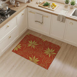Red Gold Leaf Swirl Area Rug
