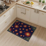 Radiant Starburst Area Rug in Navy Red Gold