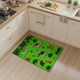 Cute Green Pasture Cows Pigs Rabbit Deer Rug