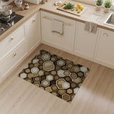 Modern Brown Tan Hexagon Geometric Area Rug