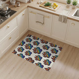 Multi-color and Patterns Rainbow Paw Print Washable Area Rug