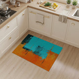 Multi-color and Patterns Vibrant Orange Teal Geometric Abstract Area Rug