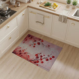 Red Cherry Branch Watercolor Area Rug