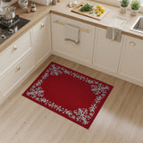 Festive Red Papercut Snowflake Border Rug