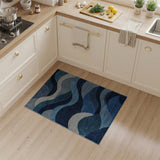 Fluid Blue Wave Abstract Area Rug
