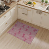 Whimsical Pink Bow Stripe Area Rug