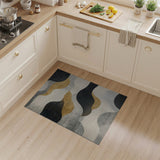 Abstract Wavy Grey Gold Area Rug