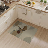 Serene Deer Silhouette Beige Abstract Rug
