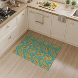 Vibrant Yellow Floral Teal Area Rug