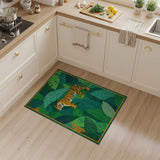 Jungle Tiger Amidst Lush Leaves Area Rug