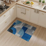 Abstract Geometric Blue Teal Grey Area Rug