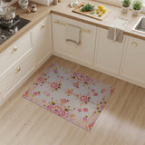 Pink Blush Pink Peony Floral Vintage Rug