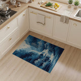 Misty Blue Waterfall Forest Area Rug