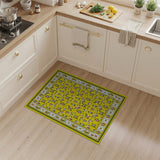 Vibrant Yellow Floral Vintage Area Rug