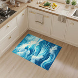 Coastal Beach Blue Ocean Waves Coastal Area Rug