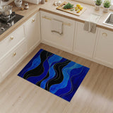 Abstract Area Blue and Teal Blue Wave Abstract Area Rug