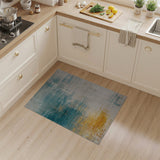 Teal Grey Distressed Abstract Area Rug