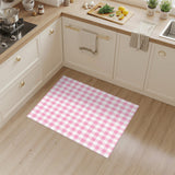 Pink Gingham Checkered Washable Area Rug