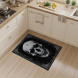 Black and White Ornate Gothic Skull Area Rug