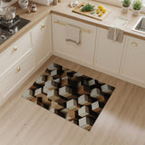 Brown Tan Stacked Cubes Geometric Rug