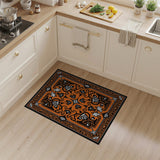 Intricate Orange Persian Area Rug with Black Border