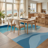 Coastal Beach Blue Teal Wave Coastal Area Rug