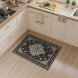 Black Persian Floral Medallion Area Rug
