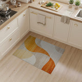 Abstract Curved Orange on Beige Area Rug