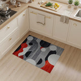 Bold Red Black Abstract Geometric Area Rug