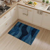 Wavy Blue Abstract Area Rug