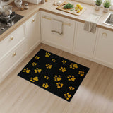 Black Area Rug with Scattered Yellow Paw Prints