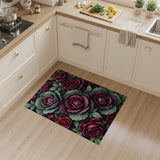 Red Roses Purple Cabbage Floral Area Rug
