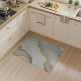 ODIKA Washable Abstract Marble Area Rug - Modern Gold and Cream Low Pile Non-Slip Floor Mat