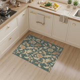Teal Vintage Floral Area Rug
