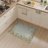Elegant Beige Floral Vine Border Area Rug
