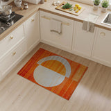 Orange Sun Crescent Moon Geometric Area Rug