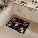 Checkered Red Hearts Geometric Area Rug