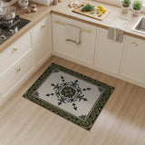 Ornate Gold Black Floral Medallion Rug