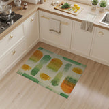Abstract Orange Green Brush Stroke Area Rug