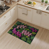 Vibrant Pink Orchid Monstera Leaf Area Rug