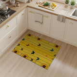 Sunflower Butterfly Yellow Wood Plank Rug