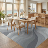 Grey Flowing Waves Area Rug