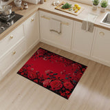 Vintage Crimson Rose Vines Area Rug