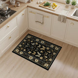 Gold Butterfly Floral Black Area Rug