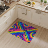 Vibrant Rainbow Swirl Paintbrush Area Rug